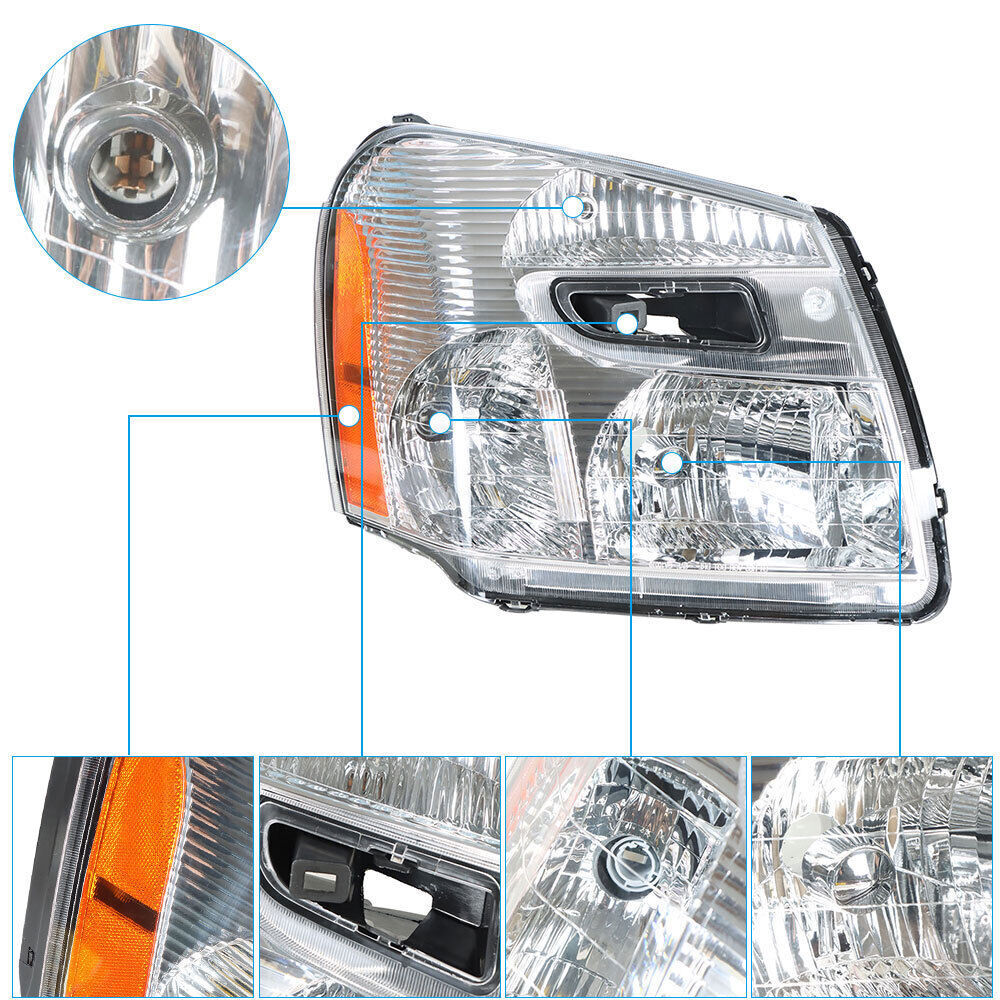 Right&Left Headlights For 2005-2009 Chevy Equinox Chrome Clear Projector