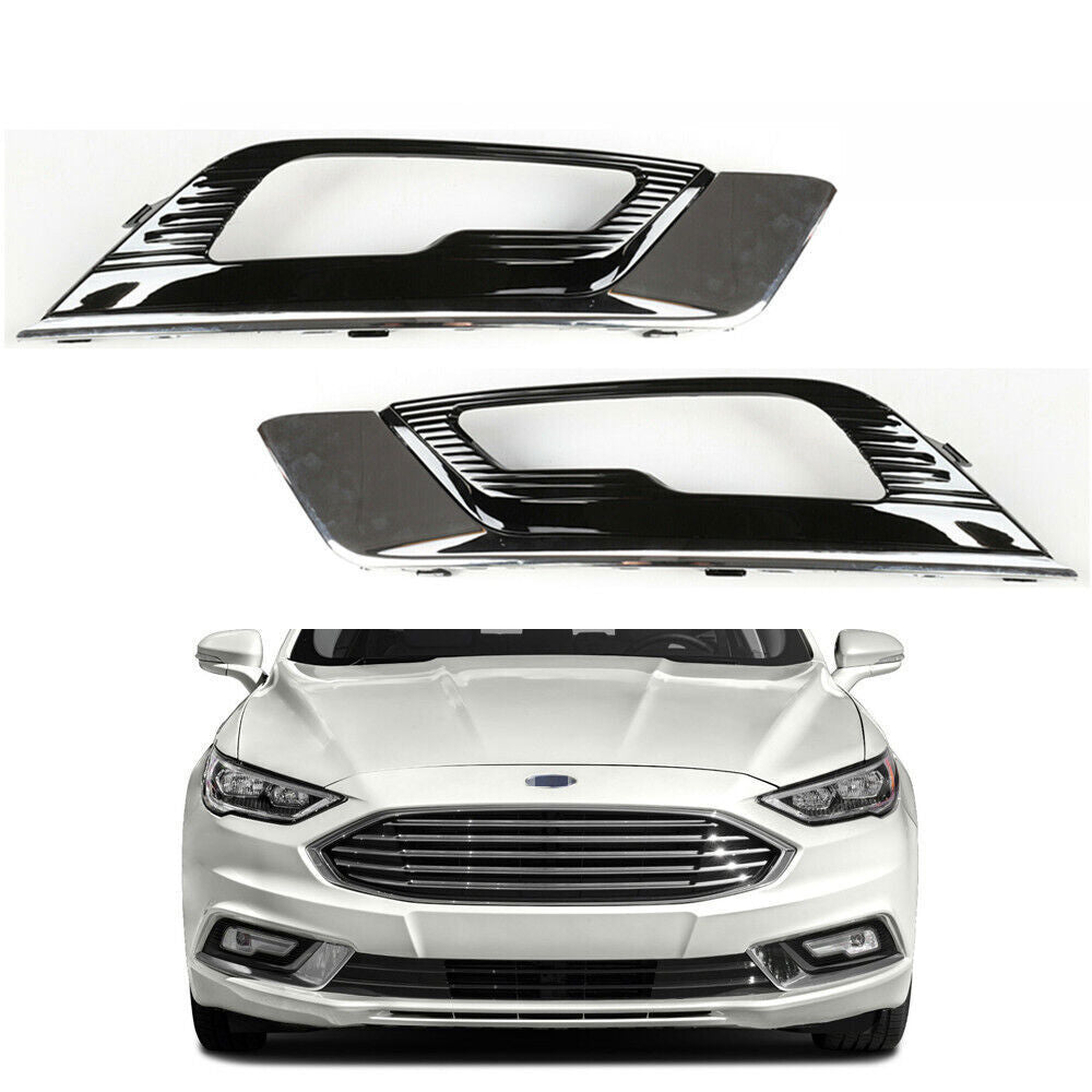 Fog Light Lamp Cover Bezel For 2017-2018 Ford Fusion LH+RH Side Chrome