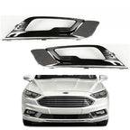 Fog Light Lamp Cover Bezel For 2017-2018 Ford Fusion LH+RH Side Chrome