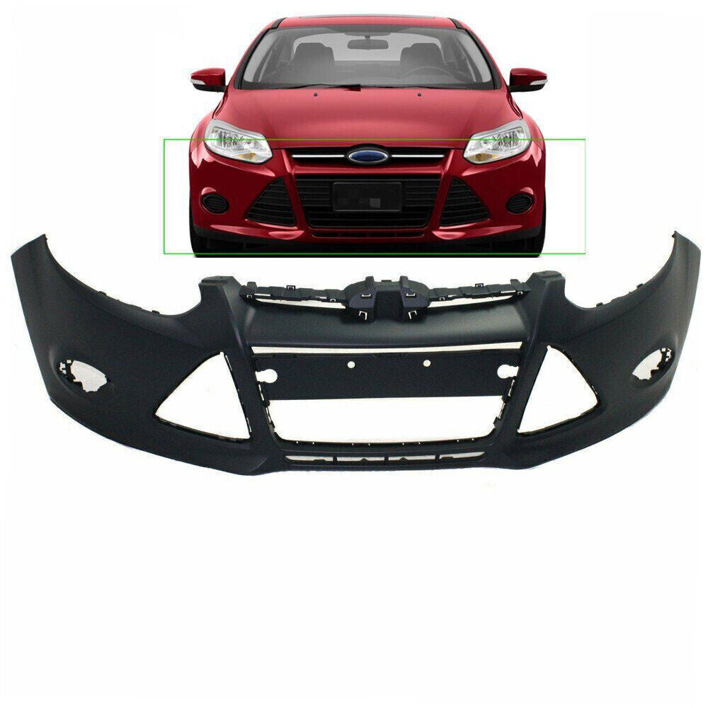 Front Bumper Cover For 2012-2014 Ford Focus Sedan W/ Tow Hole Primered