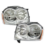 Left+Right Headlight For 2005-2007 Jeep Grand Cherokee Halogen Chrome