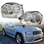 Left+Right Headlight For 2005-2007 Jeep Grand Cherokee Halogen Chrome
