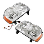 Left+Right Headlight For 2005-2007 Jeep Grand Cherokee Halogen Chrome