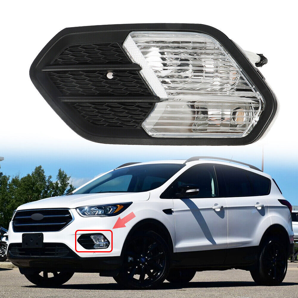 Left Side Bumper Fog Lights For 2017 2018 2019 Ford Escape Lamps+Cover