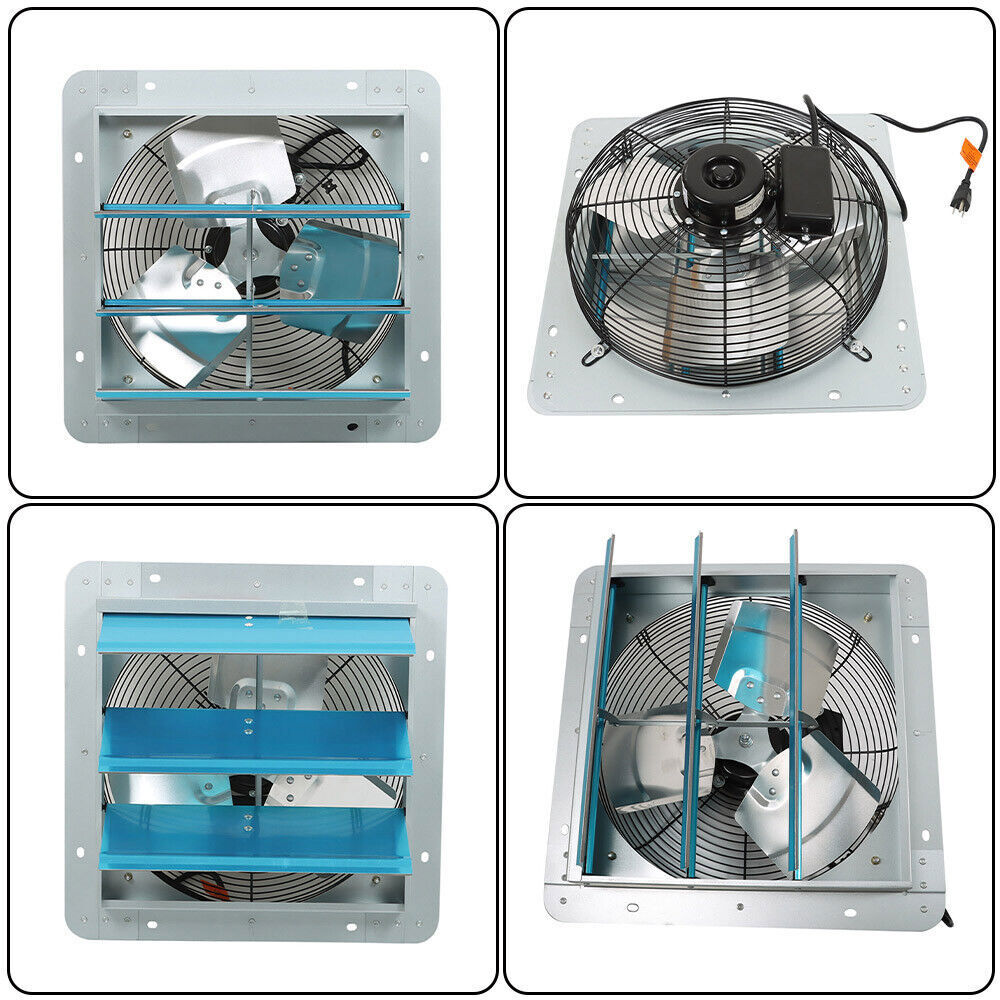 Shutter Exhaust Fan 14 Inch Aluminum High Speed Wall Mounted Greenhouse Garage