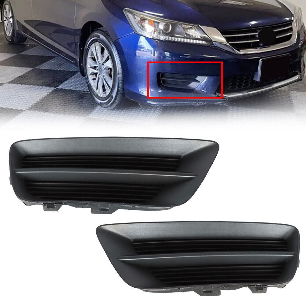 Left+Right Side Fog Light Cover For 2013-2015 Honda Accord Sedan Black