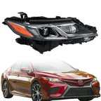 Right Side Headlight For 2018-2022 Toyota Camry L LE SE Black Clear Lens