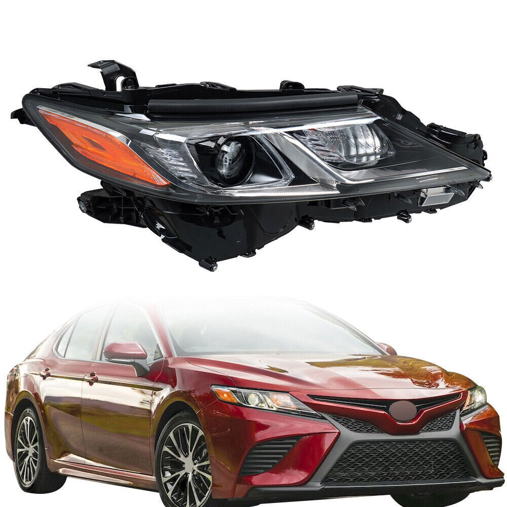 Right Side Headlight For 2018-2022 Toyota Camry L LE SE Black Clear Lens