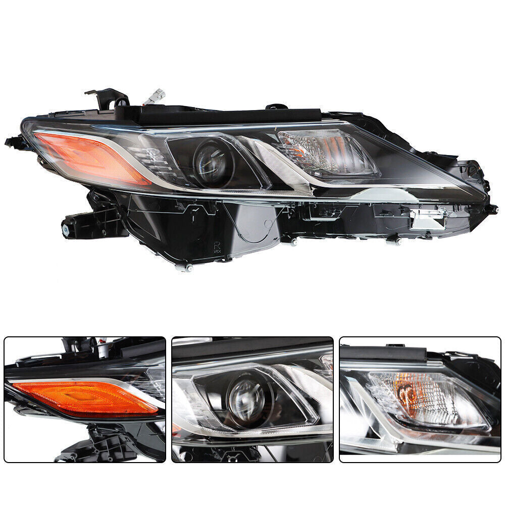 Right Side Headlight For 2018-2022 Toyota Camry L LE SE Black Clear Lens
