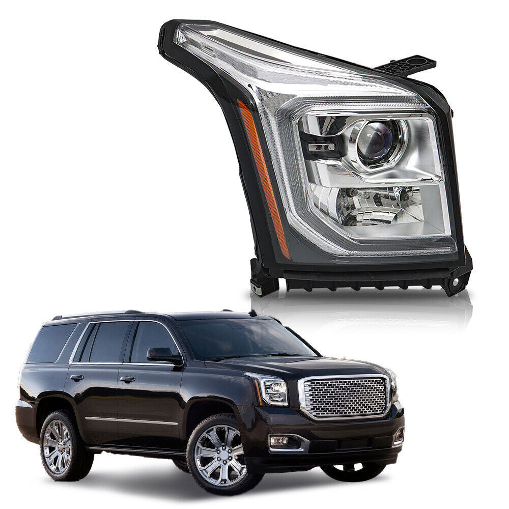 Right RH Headlight Assembly For 2015-2017 GMC Yukon Halogen W/LED DRL