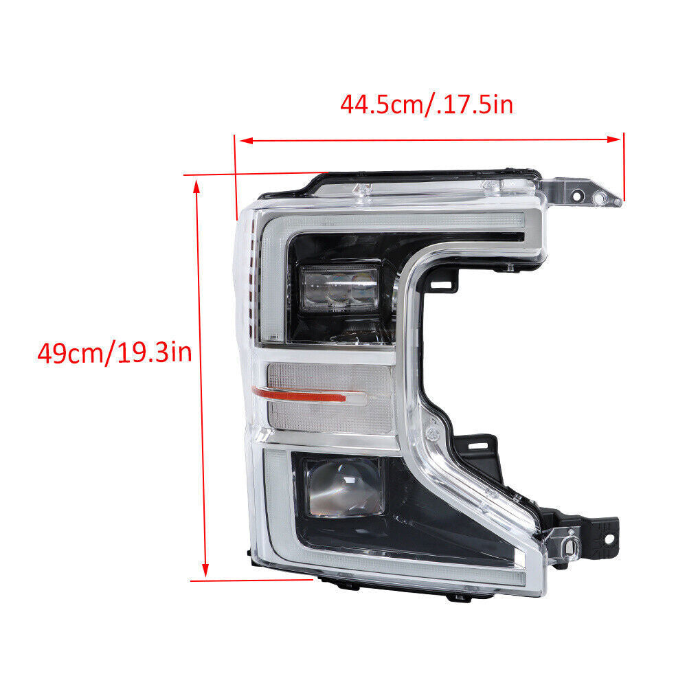 Right Full LED Headlight For 2020-2022 Ford F250 SuperDuty Chrome Trim