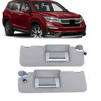 Sun Visor Left Right Gray For 2017-2021 Honda Pilot W/Lights Mirror Pair