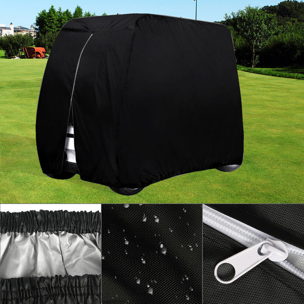 Black Waterproof Golf Cart Storage Cover 4 Passenger For  EZGO  Yamaha