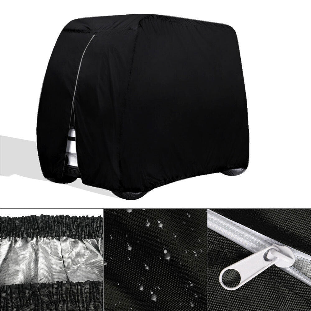 Black Waterproof Golf Cart Storage Cover 4 Passenger For  EZGO  Yamaha