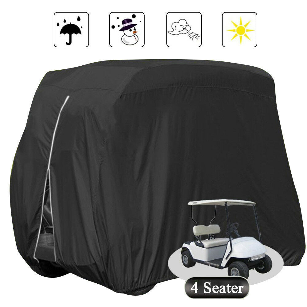 Black Waterproof Golf Cart Storage Cover 4 Passenger For  EZGO  Yamaha