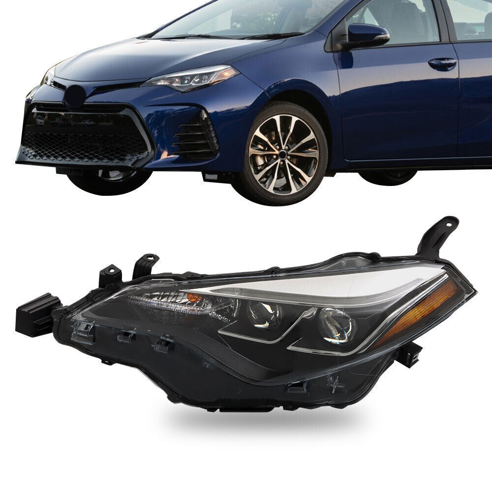 Left Headlight For 2017-2019 Toyota Corolla SE XSE XLE LED Black Housing