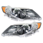 Left+Right Headlight For 2012-2014 Toyota Camry Clear Lens Halogen Black