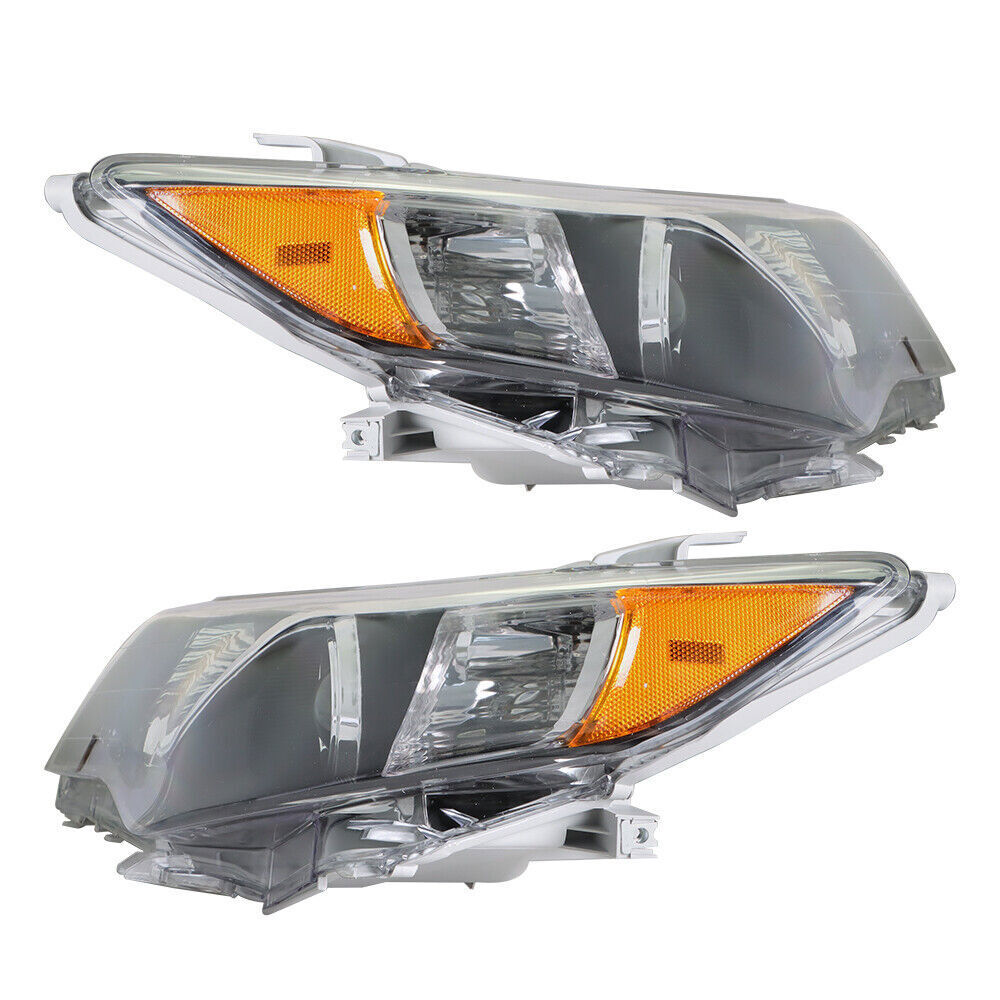 Left+Right Headlight For 2012-2014 Toyota Camry Clear Lens Halogen Black