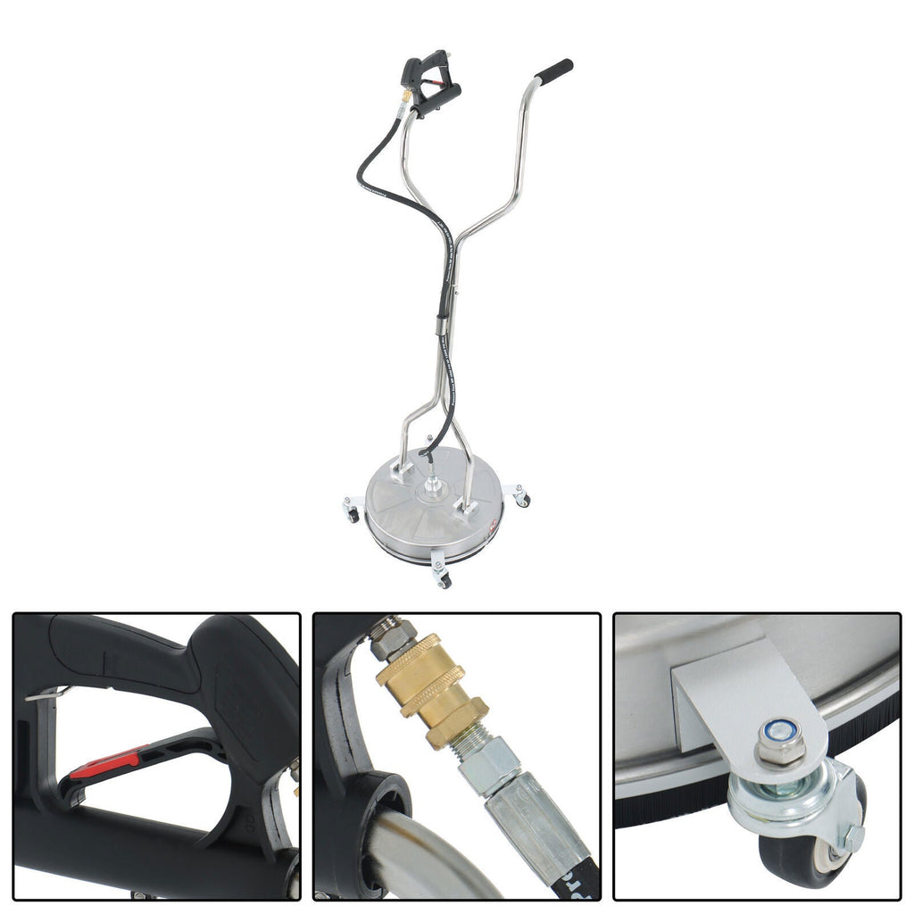 Pressure Washer Surface Cleaner with 4 Wheels 6000PSI 18Inch Stainless Steel