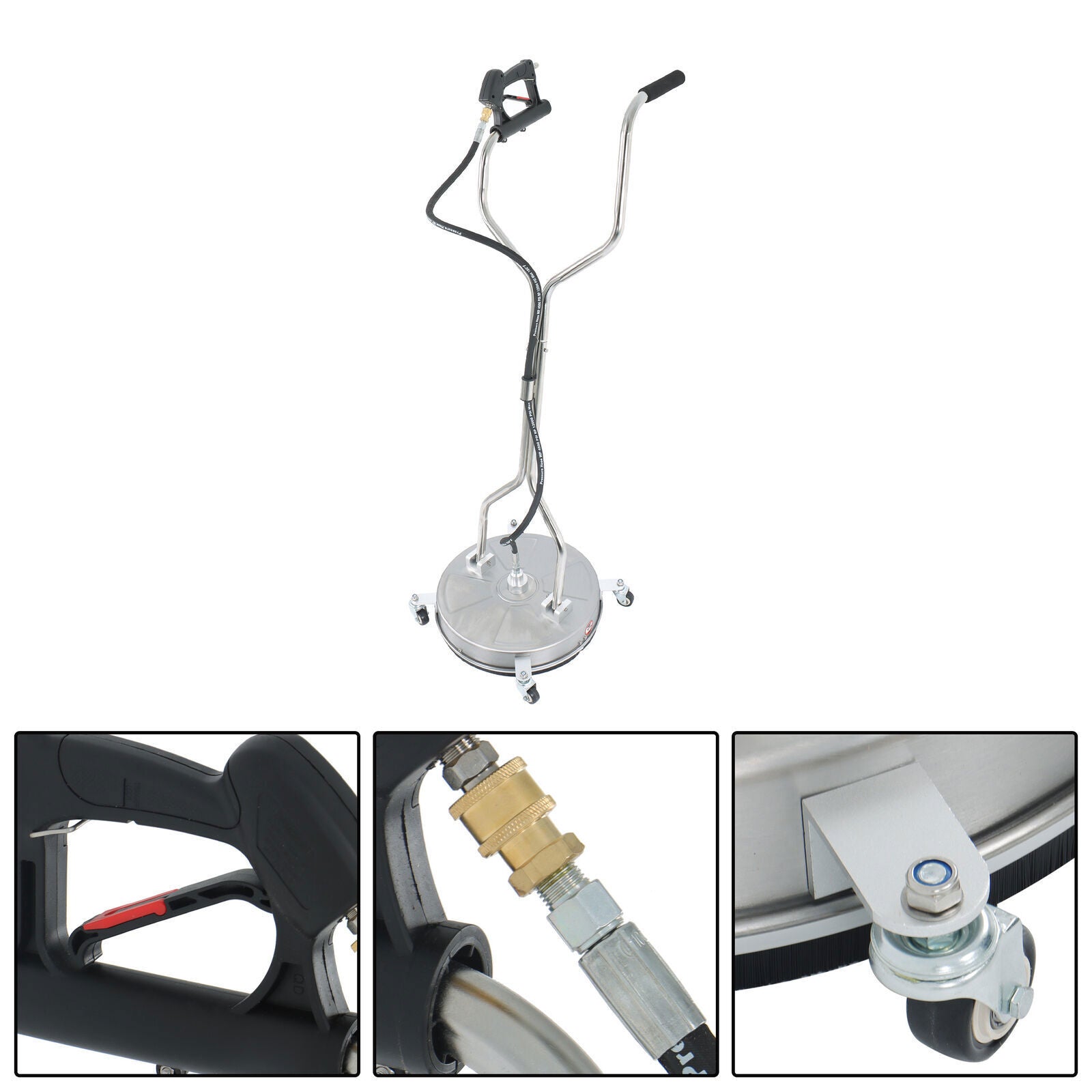 Pressure Washer Surface Cleaner with 4 Wheels 6000PSI 18Inch Stainless Steel