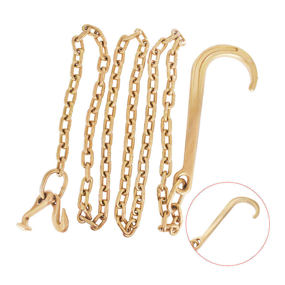 G70 5/16 x 10 FT Tow Chain Assembly 15" J Hook J Grab Hook Welded Towing Wrecker