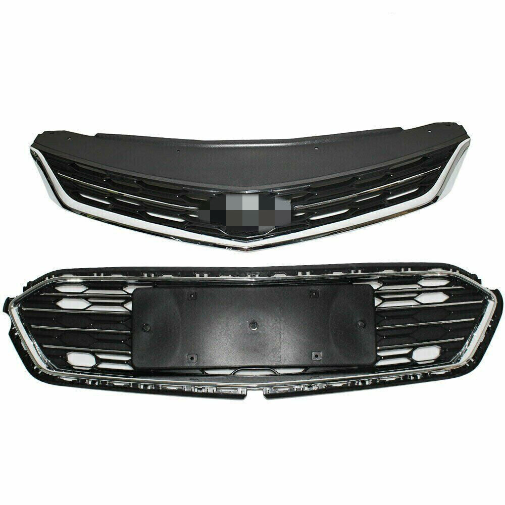 Front Bumper Upper+Lower Grille For 2016-2018 Chevrolet Cruze Chrome