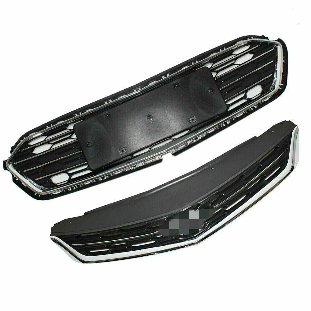 Front Bumper Upper+Lower Grille For 2016-2018 Chevrolet Cruze Chrome