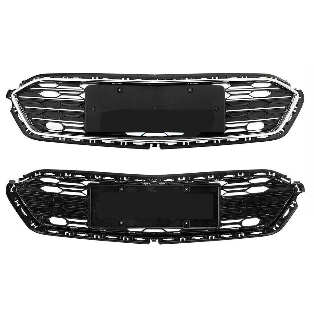 Front Bumper Upper+Lower Grille For 2016-2018 Chevrolet Cruze Chrome
