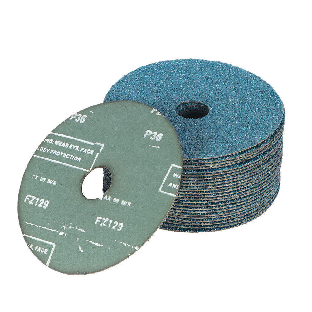 New 5" x 7/8" Zirconia Resin Fiber Grinding And Sanding Discs 36 Grit 25 Piece
