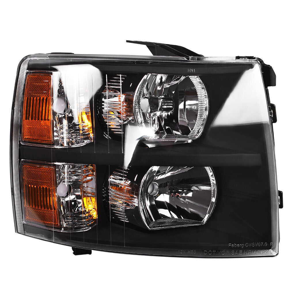Pair Headlight Fit For 2007-2014 Chevy Silverado1500 2500HD 3500HD Black