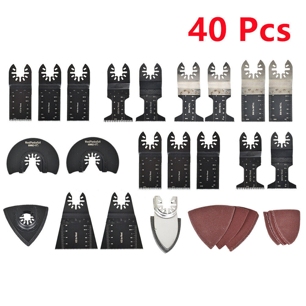 40Pcs Oscillating Tool Kit Universal Metal Multitool Saw Blades With Sandpaper