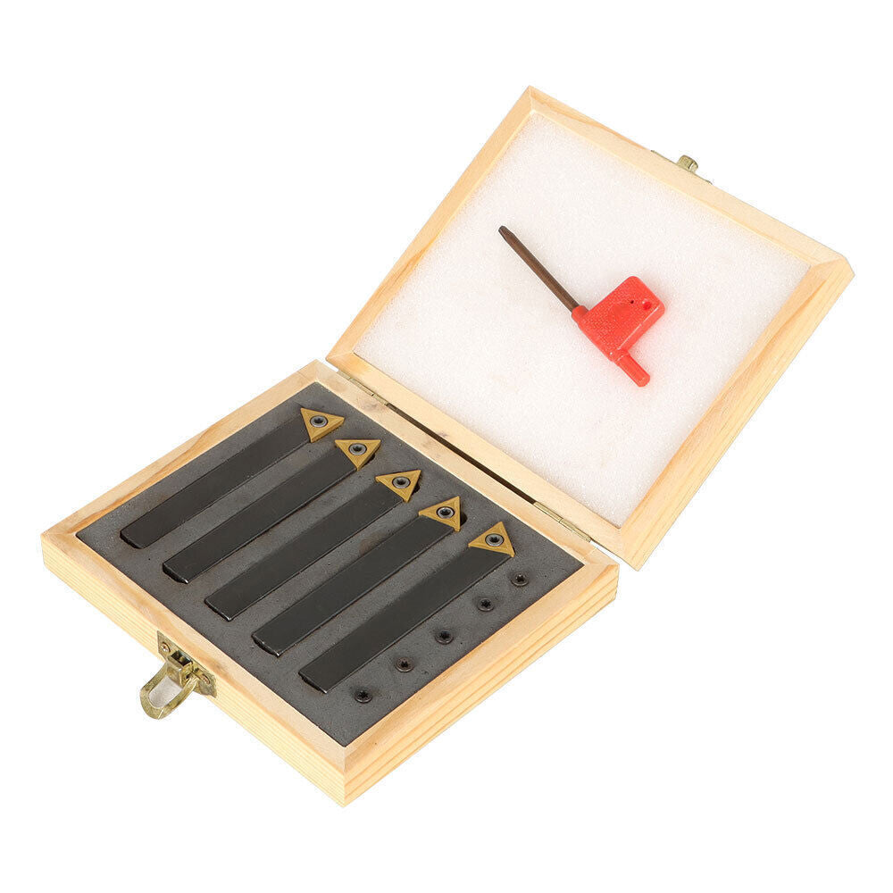1/2 In Indexable Carbide Insert Turning ToolBit Holder Set Fit For Lathe 5 Pack