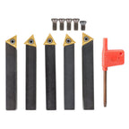 1/2 In Indexable Carbide Insert Turning ToolBit Holder Set Fit For Lathe 5 Pack