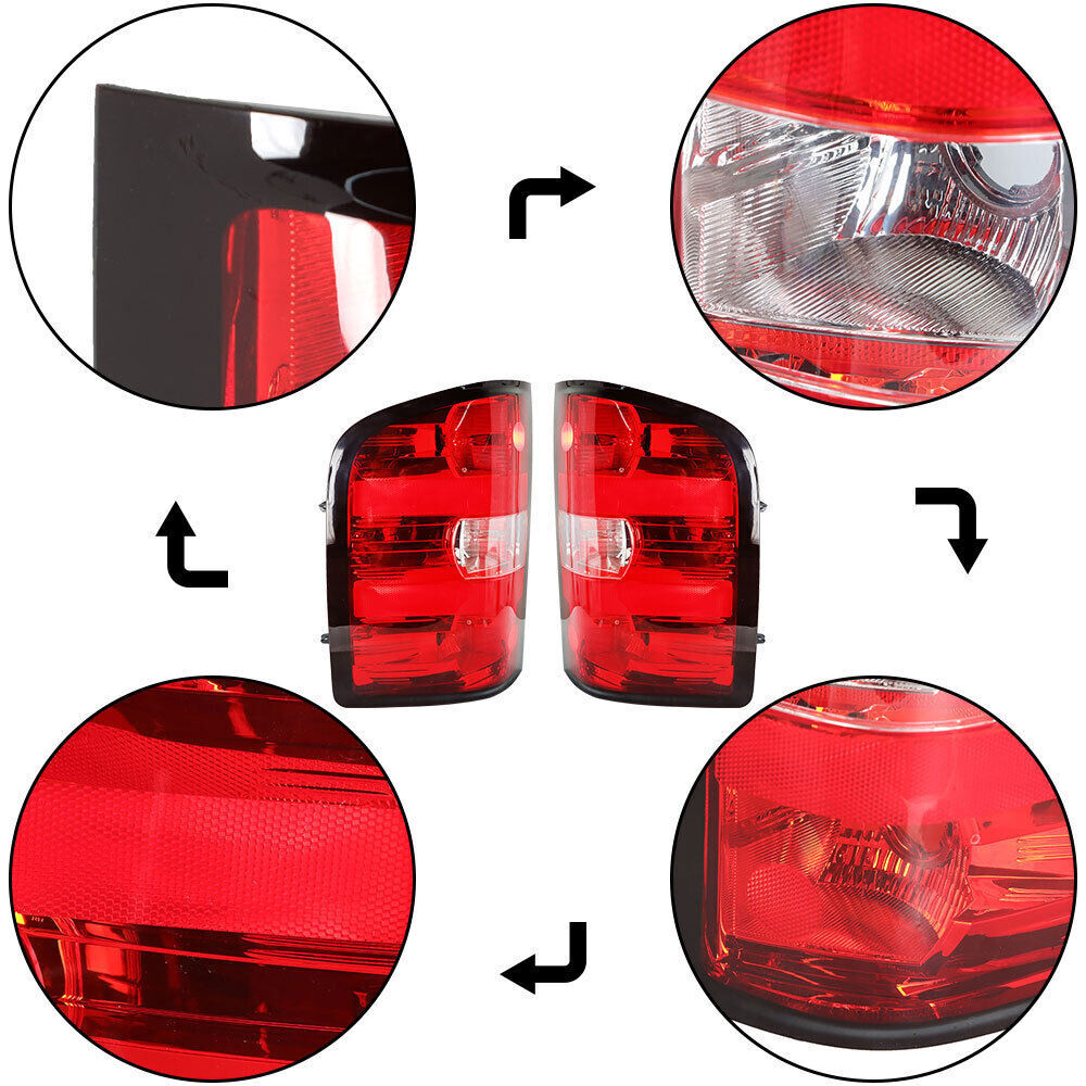 Left+Right Rear Tail Light For 2007-2013 Chevy Silverado 1500 2500 3500