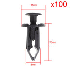 100x Car 8mm Dia Hole Plastic Rivets Fastener Auto Fender Bumper Push Pin Clips