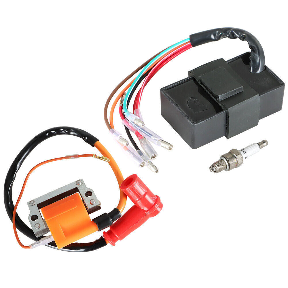 For Yamaha G1 Gas 2 Cycle Golf Car Cart 1979-86 Ignition Coil CDI Box Spark Plug