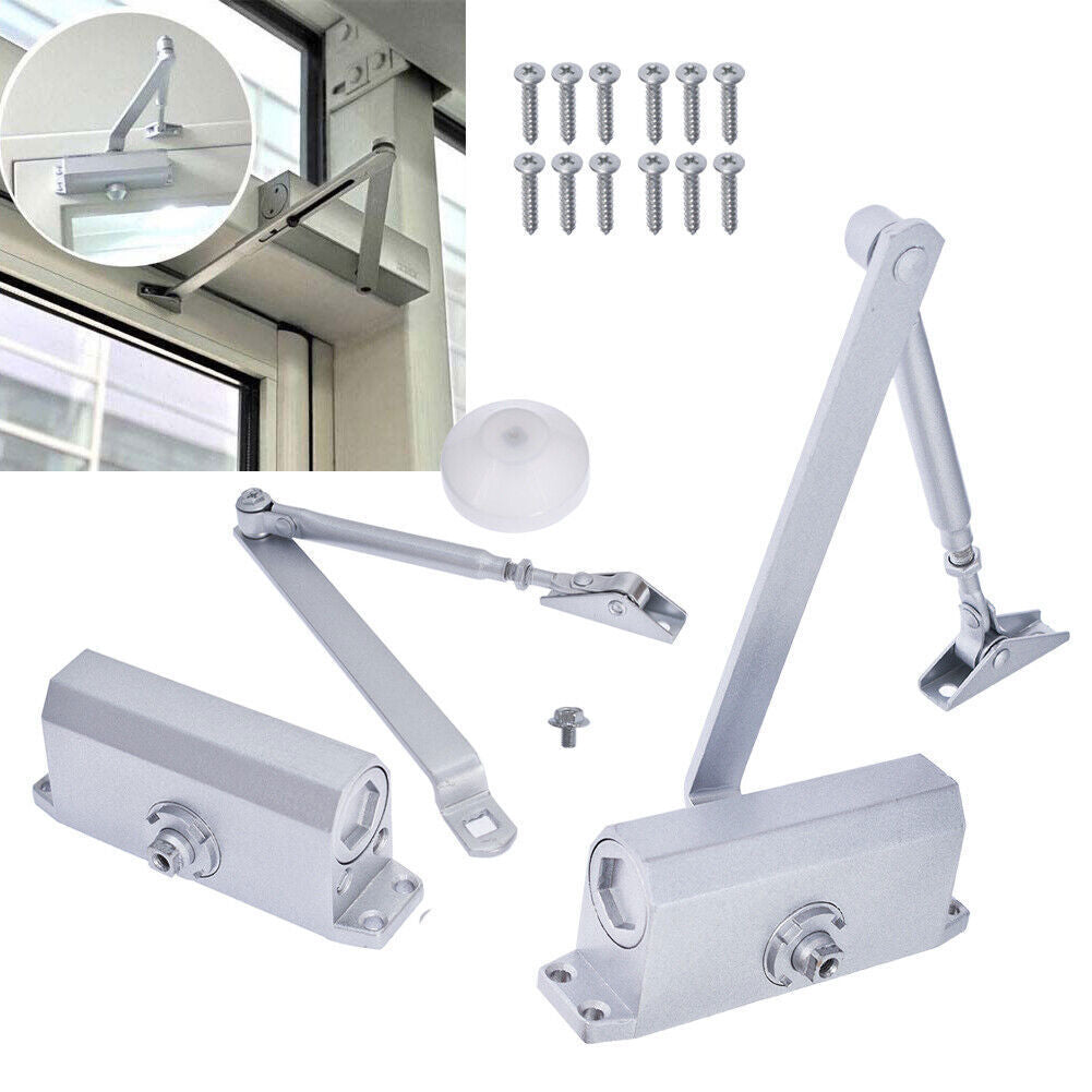 Aluminum Door Closer Two Independent Valves Control Sweep 25-45KG 2PCS NEW