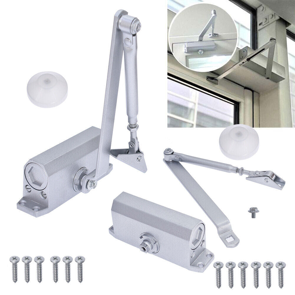 Aluminum Door Closer Two Independent Valves Control Sweep 25-45KG 2PCS NEW