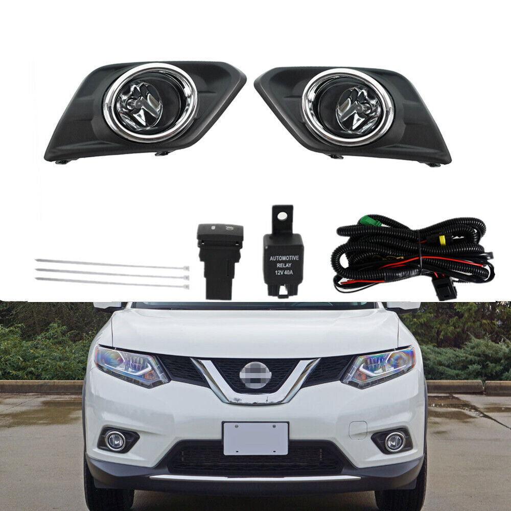 Fog Light Driving Lamp For 2014-2016 Nissan Rogue Chrome+ Switch+ Bezel