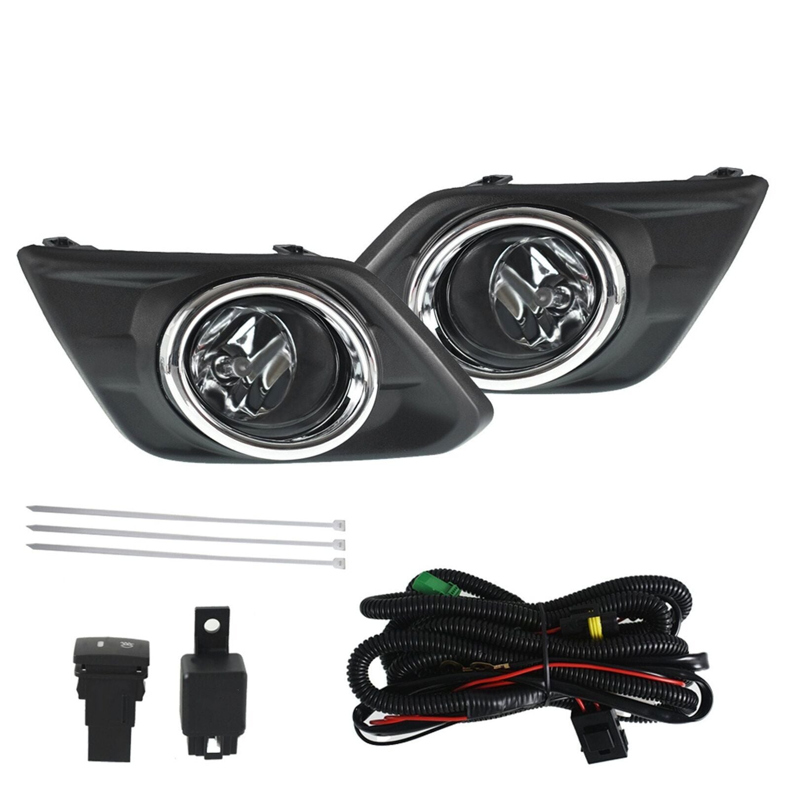 Fog Light Driving Lamp For 2014-2016 Nissan Rogue Chrome+ Switch+ Bezel