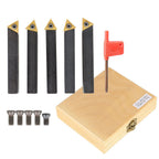 5 Pcs 1/2" Carbide Indexable Turning Tool Lathe Bit With Carbide Inserts Tool