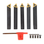 5 Pcs 1/2" Carbide Indexable Turning Tool Lathe Bit With Carbide Inserts Tool