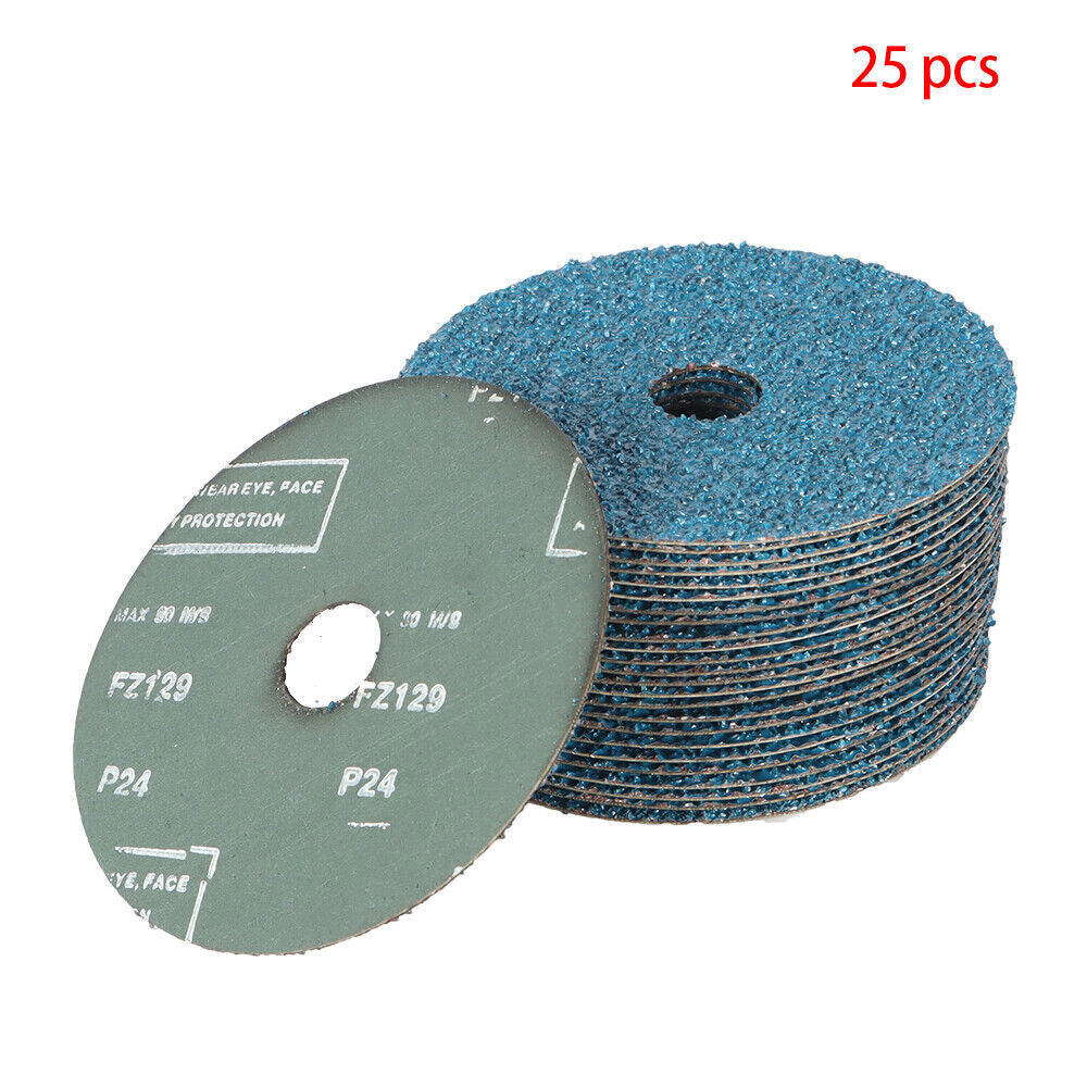 24 Grit 5" x 7/8" Zirconia Resin Fiber Grinding And Sanding Discs 25 Pieces