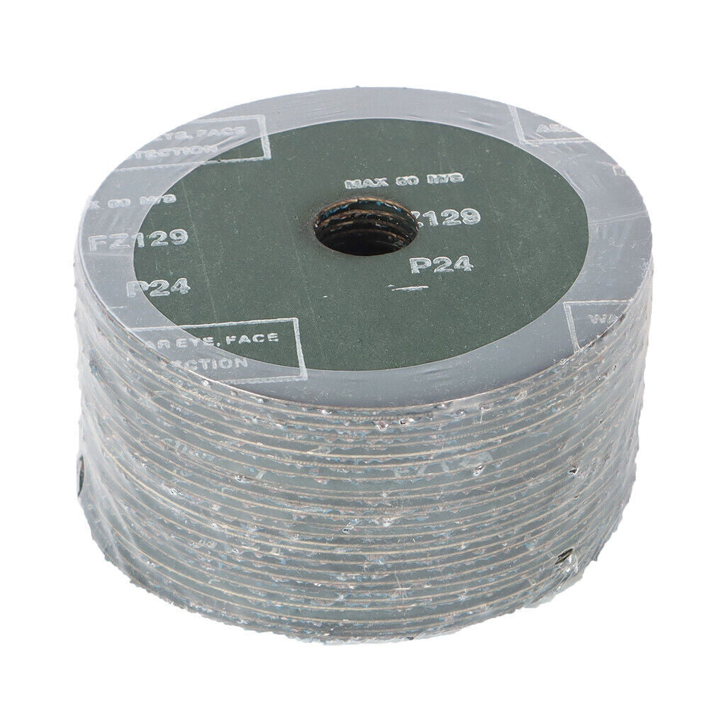 24 Grit 5" x 7/8" Zirconia Resin Fiber Grinding And Sanding Discs 25 Pieces