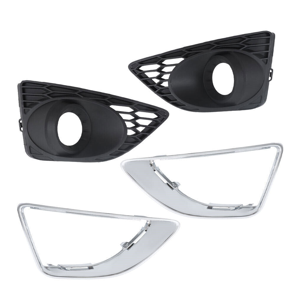 Front Fog Light Trim+Fog Light Bezel For 2010-2012 Ford Fusion Set of 4
