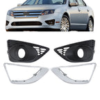 Front Fog Light Trim+Fog Light Bezel For 2010-2012 Ford Fusion Set of 4