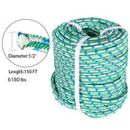 Arborist Tree Climbing Rope 16 Strand Double Braid Polyester Rope 1/2" × 150'