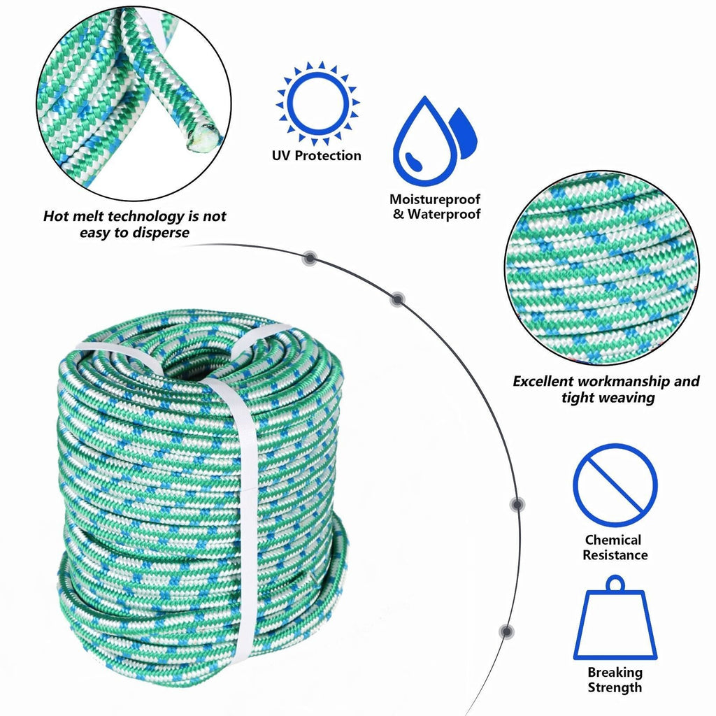 Arborist Tree Climbing Rope 16 Strand Double Braid Polyester Rope 1/2" × 150'