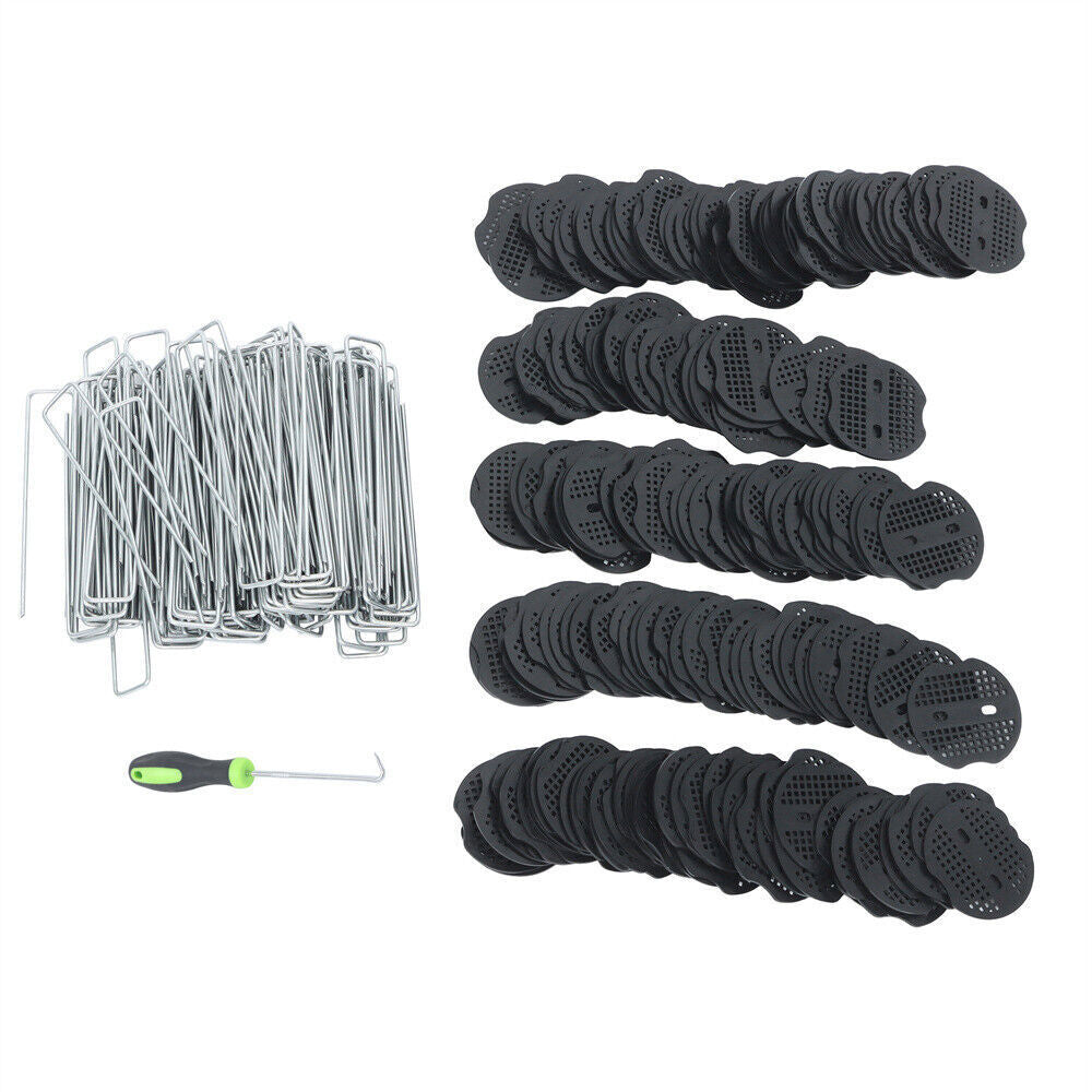 200 Pack Stainless Garden Stakes Landscape Staples Set with Mats& Precision Hook