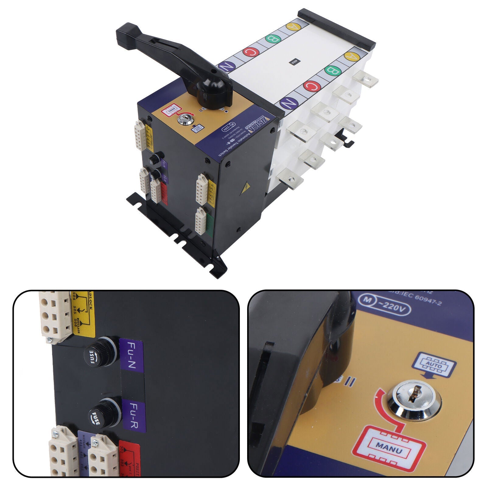 ATS 400A 4 Poles 110V 220V Grid to AC Generator Automatic Transfer Switch